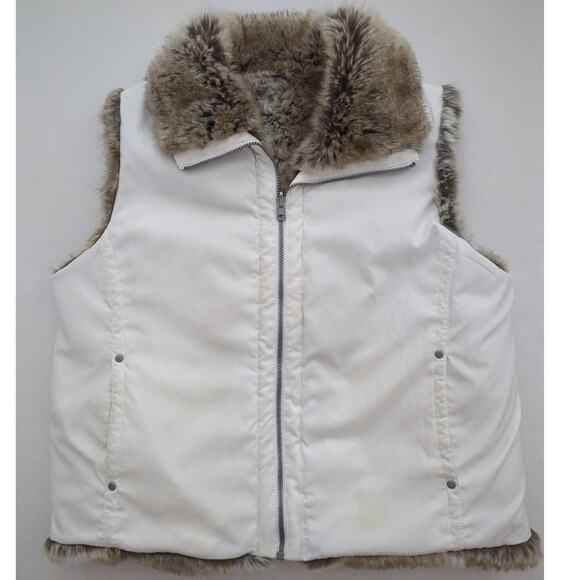 WEATHERPROOF Reversible White and Faux Fur Full Zip Vest Women's Size XL - Picture 1 of 11